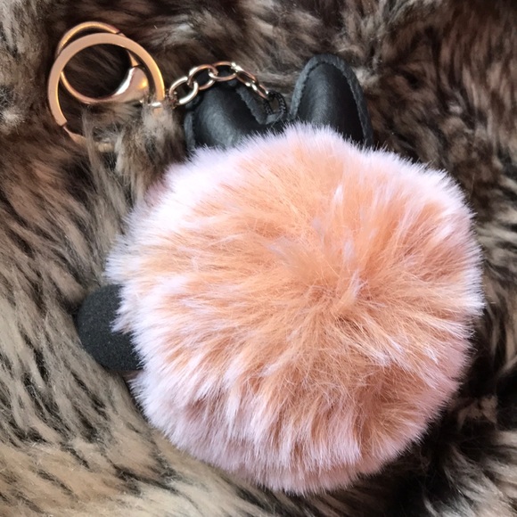 Kitty Cat Pom-Pom Keychain Bag Charm Faux Fur - Picture 2 of 5